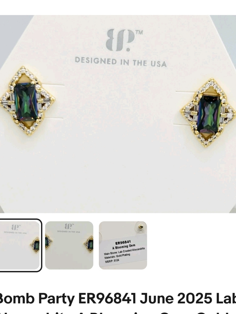 NWT-BP June Alexandrite Earring Studs, gold plated